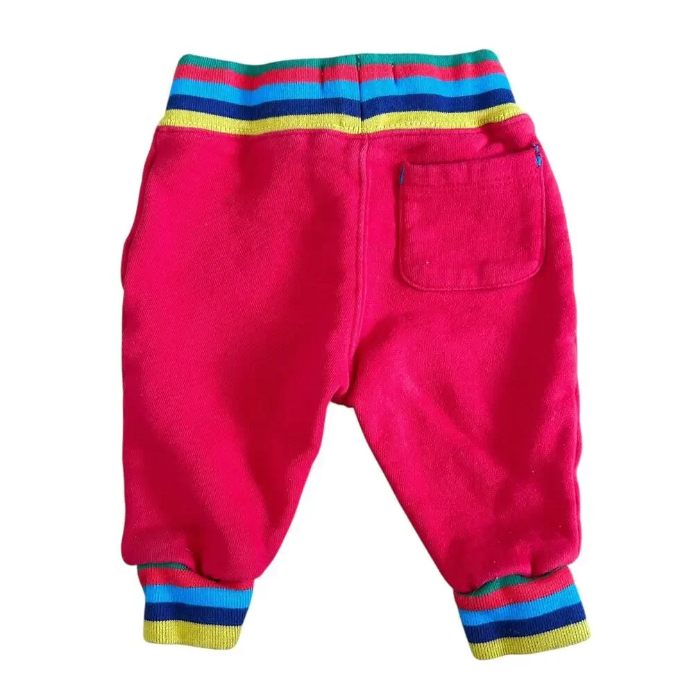 Baby Boden Red Rainbow Striped Joggers Sz 3-6M